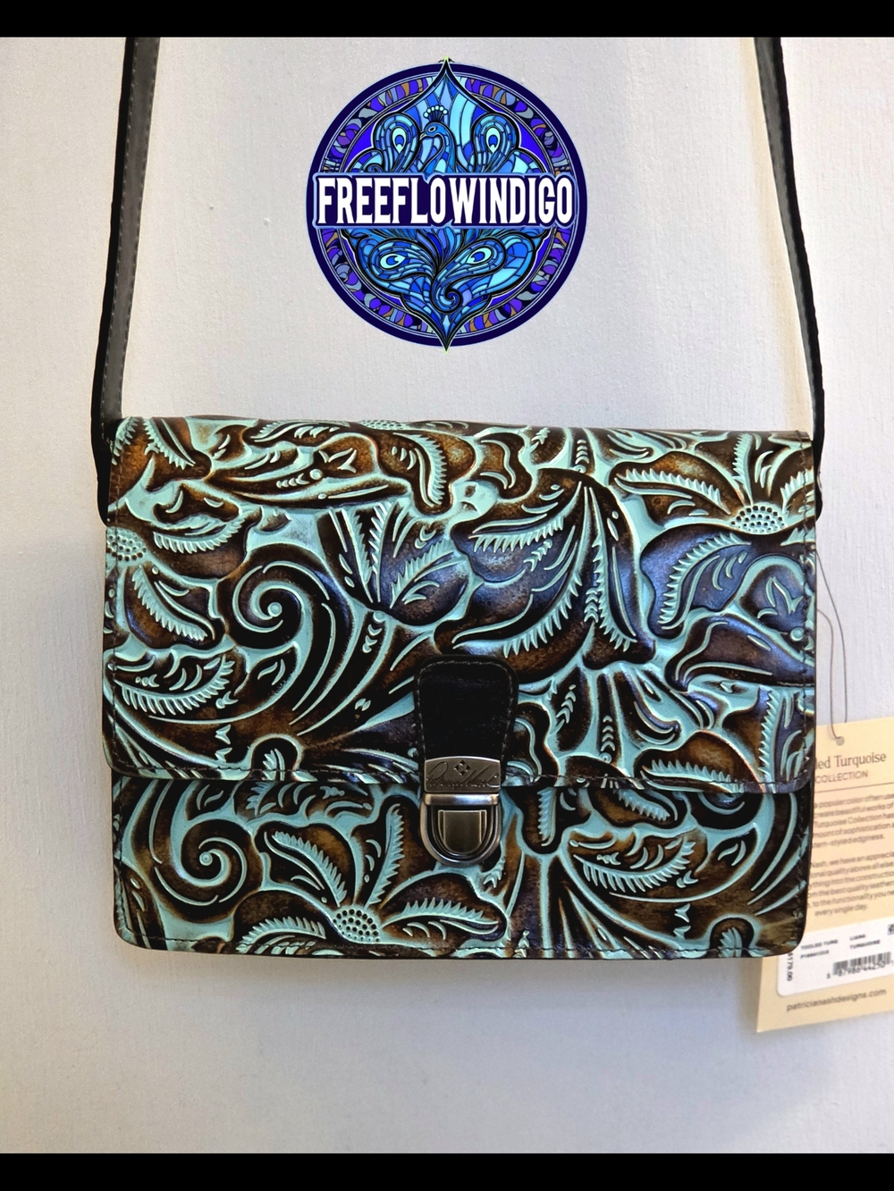 NWT | Patricia Nash | Liana | Tooled Turquoise Leather Crossbody Bag